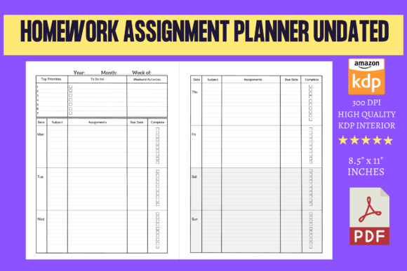 Homework Assignment Planner Undated: Your Key to Academic Organization