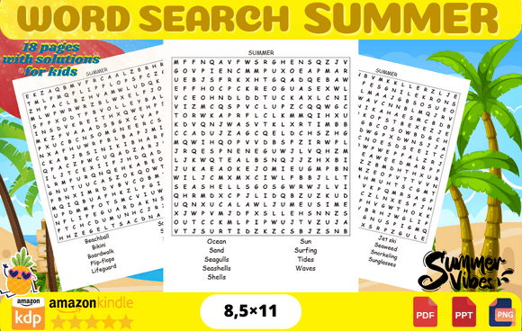 Summer Activity Word Search for Kids