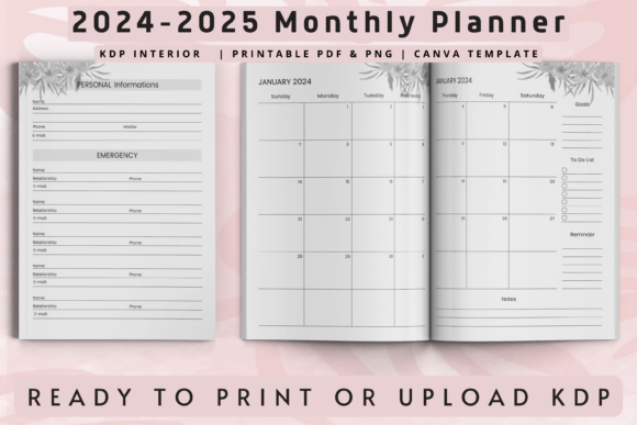 The Ultimate Tool for Organized Living: Your 2024-2025 Monthly Planner KDP Interior
